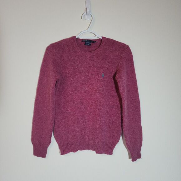 Ralph Lauren Made in Scotland Womens Wool Sweater Magenta Pullover Jumper Sz S/P - Picture 1 of 10